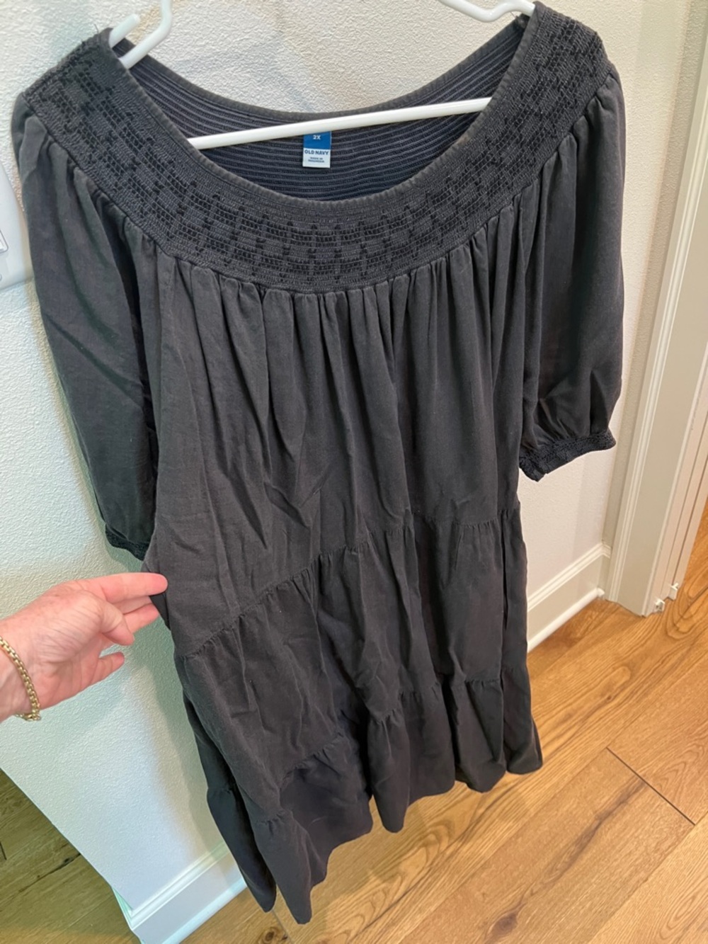 Old Navy charcoal grayTiered Smocked-Neck Tunic Top